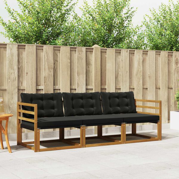 vidaXL Z&aacute;hradn&aacute; s&uacute;prava gaučov s vank&uacute;&scaron;om 3 pcs Pr&iacute;rodn&aacute; a čierna