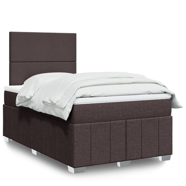 vidaXL Boxspring posteľ s matracom tmavohned&aacute; 120x200 cm l&aacute;tka