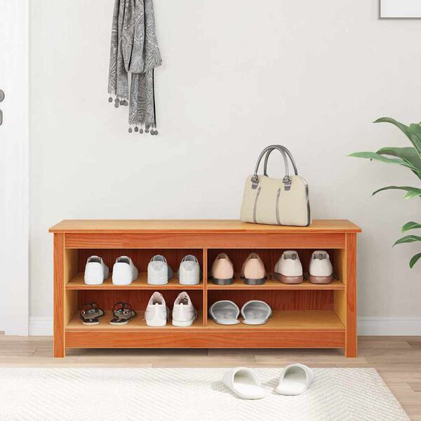 vidaXL &Uacute;ložn&aacute; lavička s poličkou Včel&iacute; hned&yacute; 110 x 38 x 45,5 cm