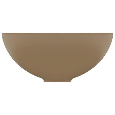 vidaXL Luxusné umývadlo, okrúhle, matné krémové 32,5x14 cm, keramika