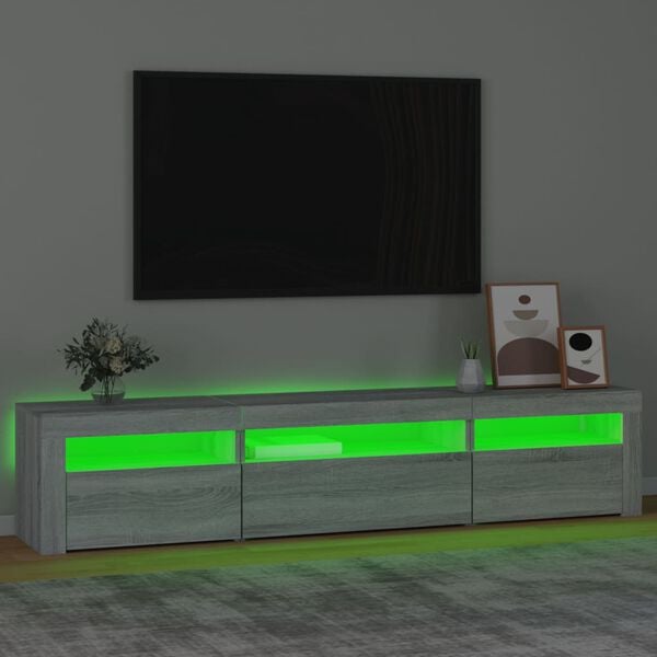 vidaXL TV skrinka s LED svetlami sivá sonoma 195x35x40 cm