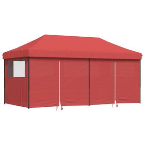 vidaXL Skladac&iacute; pop-up p&aacute;rty stan so 4 bočn&yacute;mi stenami burgundsk&yacute;