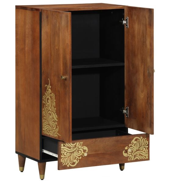 vidaXL Highboard s poličkou Hned&aacute; 60 x 33 x 100 cm Mas&iacute;vne mango drevo