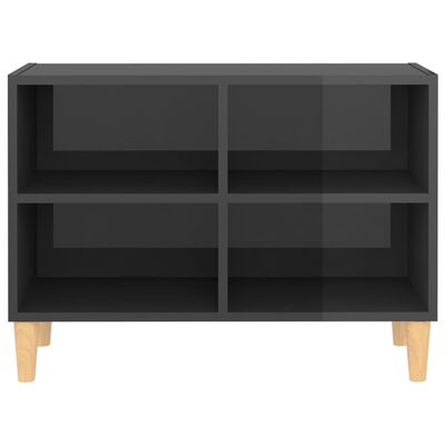 vidaXL TV stolík nohy z masívneho dreva lesklý sivý 69,5x30x50 cm