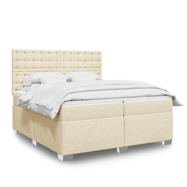 vidaXL Boxspring posteľ s matracom kr&eacute;mov&aacute; 200x200 cm l&aacute;tka
