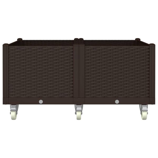 vidaXL Záhradný kvetináč s kolieskami hnedý 100x80x54 cm PP