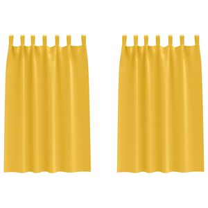 vidaXL Z&aacute;clony na zatemnenie s kr&uacute;žkami 2 ks Horčicov&aacute; žlt&aacute; Polyester