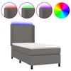 vidaXL Boxspring posteľ s matracom a LED siv&aacute; 100x200 cm umel&aacute; koža