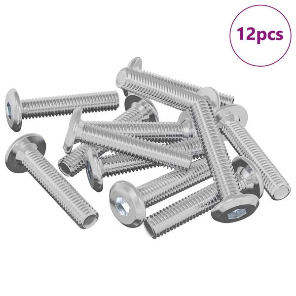 vidaXL Z&aacute;mkov&aacute; skrutka Jednofarebn&yacute; 12 pcs Strieborn&aacute; M6 x 30 mm Oceľ