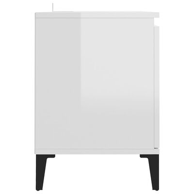 vidaXL TV stolík nohy z kovu lesklý biely 103,5x35x50 cm