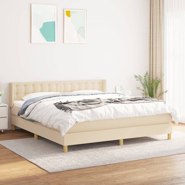 vidaXL Posteľn&yacute; r&aacute;m boxspring s matracom kr&eacute;mov&yacute; 180x200 cm l&aacute;tka