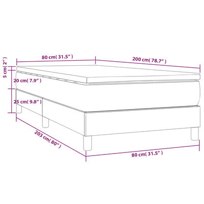 vidaXL Posteľný rám boxspring s matracom tmavosivý 80x200 cm zamat