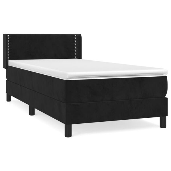 vidaXL Posteľn&yacute; r&aacute;m boxspring s matracom čierny 90x190 cm zamat