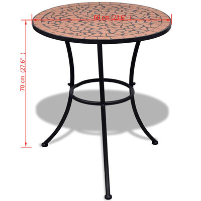 vidaXL Bistro stolík, tehlová farba 60 cm, mozaikový