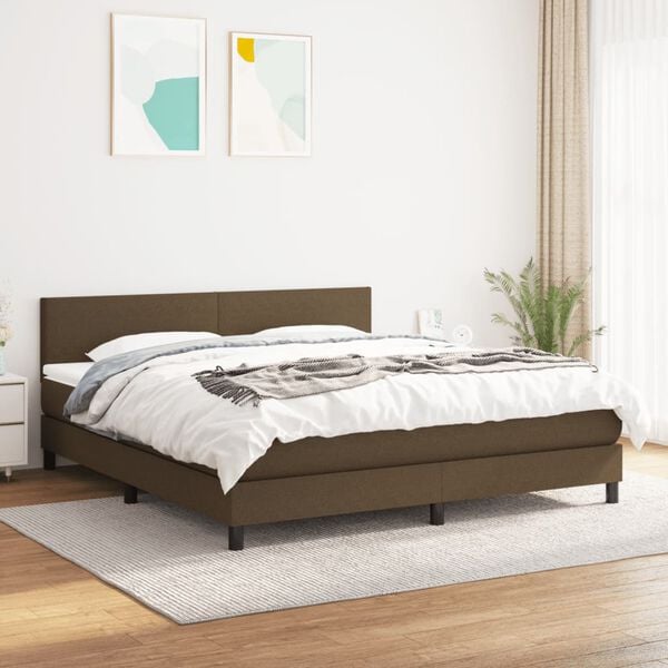 vidaXL Boxspring posteľ s matracom tmavohned&aacute; 180x200 cm l&aacute;tka