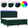 vidaXL Posteľn&yacute; r&aacute;m boxsping matrac a LED tmavozelen&yacute; 180x200 cm zamat