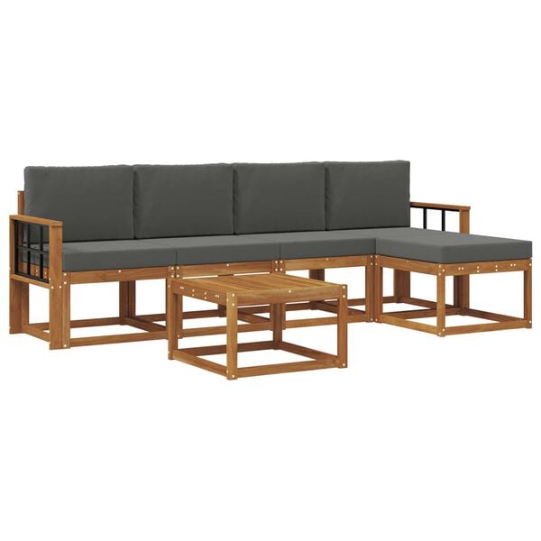 vidaXL Z&aacute;hradn&aacute; s&uacute;prava gaučov s vank&uacute;&scaron;om 6 pcs Pr&iacute;rodn&aacute; a antracitov&aacute;