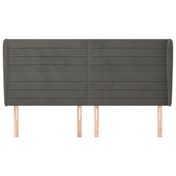 vidaXL Čelo postele so z&aacute;hybmi tmavosiv&eacute; 203x23x118/128 cm zamat