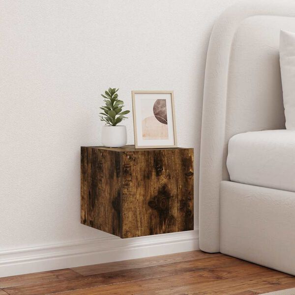 vidaXL TV n&aacute;stenn&aacute; skrinka s LED svetlami dymov&yacute; dub 30,5x35x30 cm