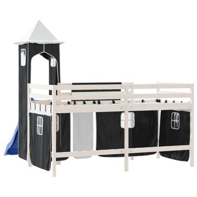 vidaXL Detská vyvýšená posteľ veža bielo-čierna 80x200 cm borovica