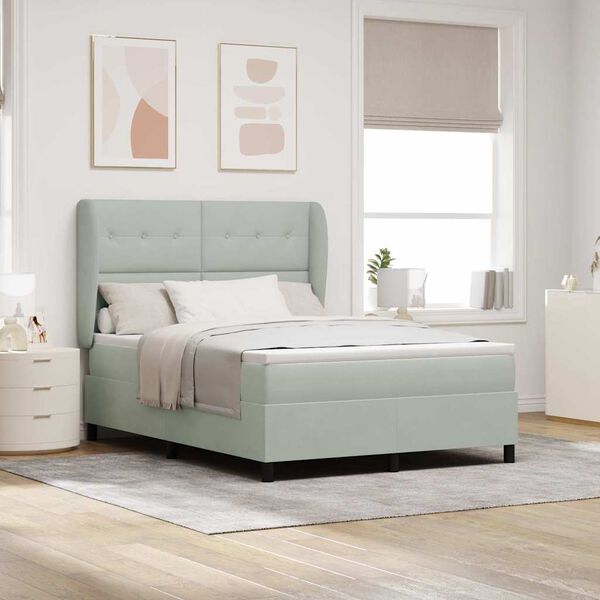 vidaXL Posteľ s pružinov&yacute;m r&aacute;mom Svetlosiv&aacute; 200 x 140 cm Polyester