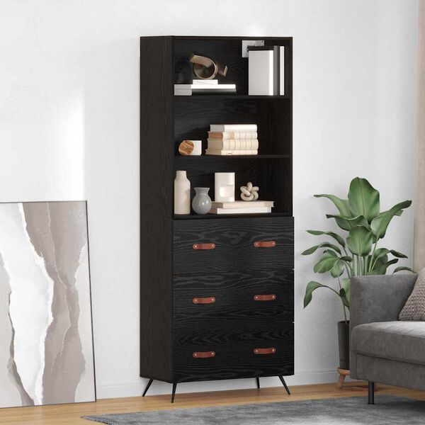 vidaXL Highboard Čierny dub 69,5 x 34 x 180 cm Kompozitn&eacute; drevo