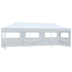 vidaXL Skladac&iacute; p&aacute;rty stan s 5 bočn&yacute;mi stenami biely 3x9 m