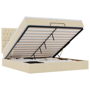 vidaXL Osmansk&yacute; r&aacute;m postele s matracmi kr&eacute;mov&aacute; 200x200 cm l&aacute;tka