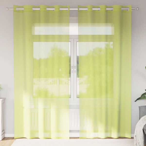 vidaXL Voálové závesy s priechodkami 2 ks Apple Green 140x245 cm