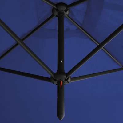 vidaXL Dvojitý slnečník s oceľovou tyčou azúrovo-modrý 600x300 cm