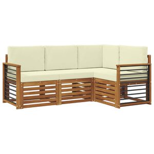 vidaXL S&uacute;pravy pohoviek 4 pcs Pr&iacute;rodn&aacute; a kr&eacute;mov&aacute; Pevn&eacute; ak&aacute;ciov&eacute; drevo