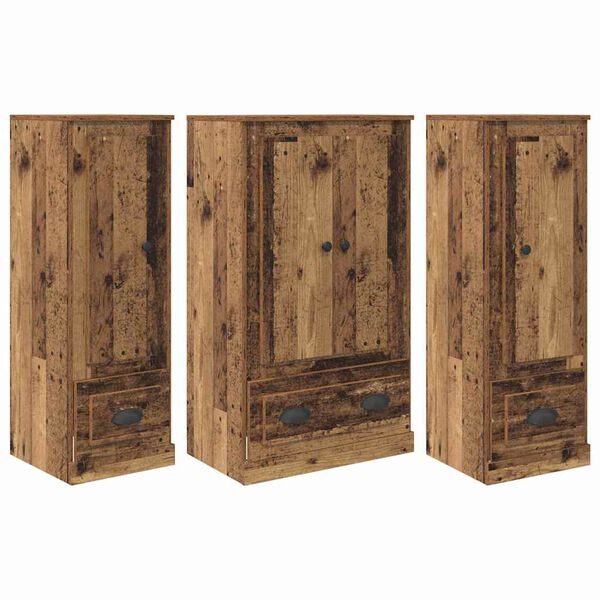vidaXL Highboard so z&aacute;suvkou 3 pcs Star&eacute; drevo Kompozitn&eacute; drevo