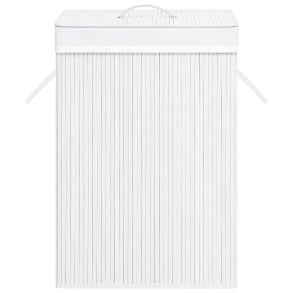 vidaXL Bambusový kôš na bielizeň s jedným priečinkom, biely