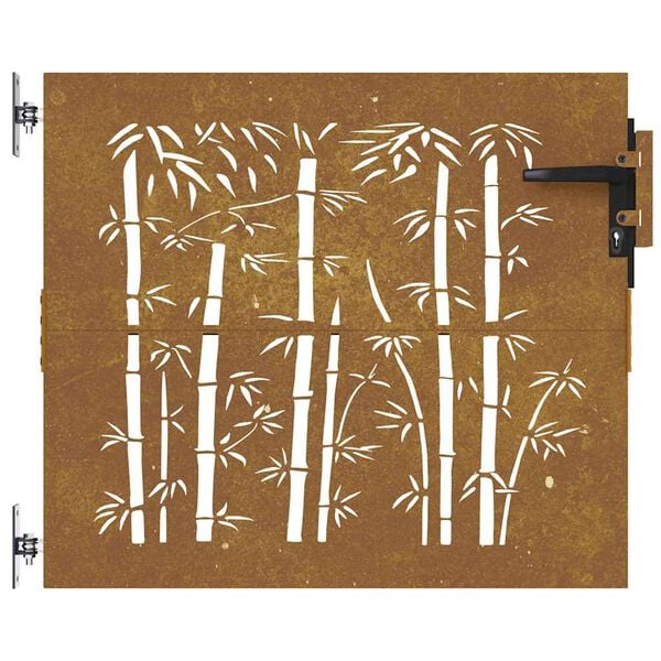 vidaXL Záhradná brána 85x75 cm, corten oceľ, bambusový dizajn