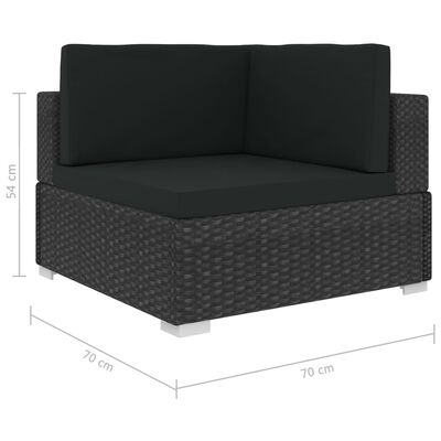 vidaXL 3-dielna záhradná sedacia súprava+podložky, polyratan, čierna