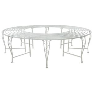 vidaXL Stromov&aacute; lavička 8-Počet miest &Oslash; 160 x 44 cm Oceľ Antick&aacute; biela