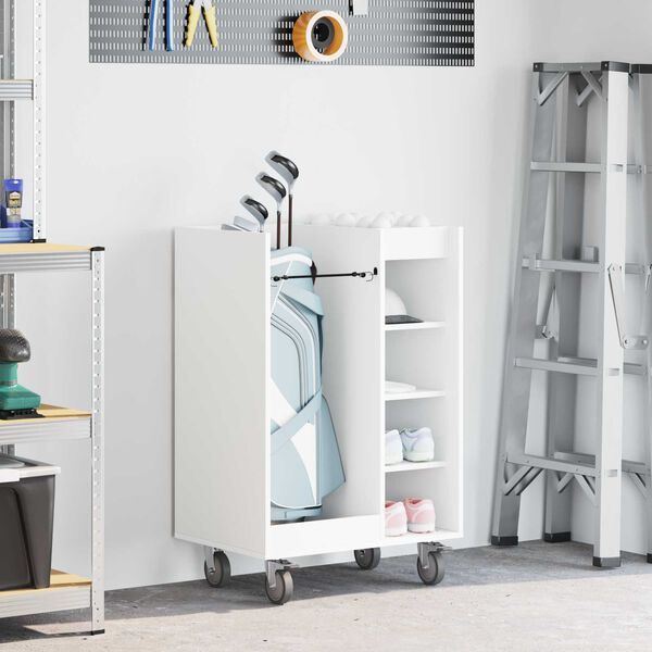 vidaXL Golfov&aacute; skriňa s kolesom Jednofarebn&yacute; Biela 65 x 45 x 98 cm