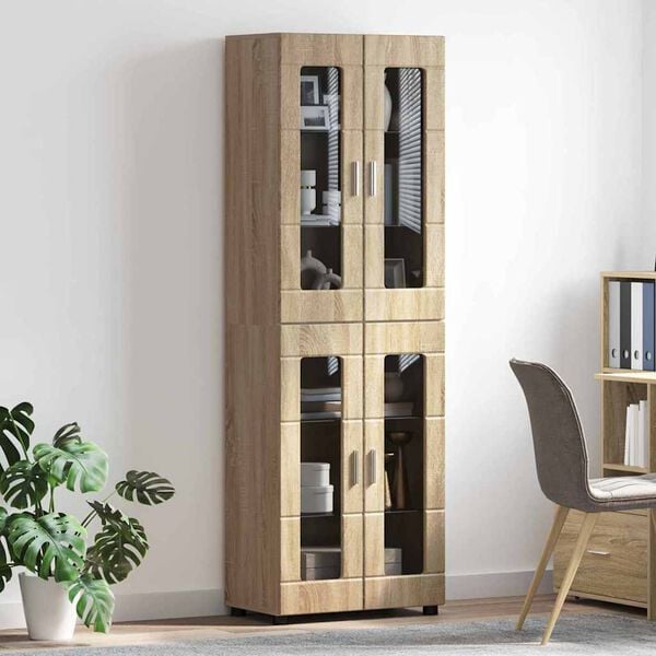 vidaXL Highboard FLORIN Sonoma dub 60 x 35 x 182 cm Kompozitn&eacute; drevo