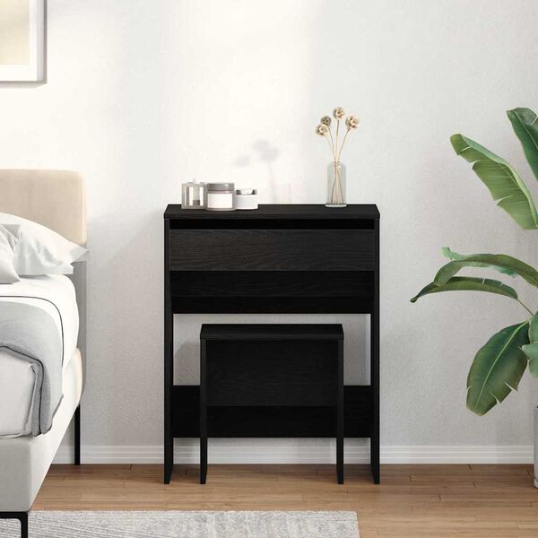 vidaXL Toaletn&yacute; stol&iacute;k Čierny dub 60 x 40 x 75 cm Kompozitn&eacute; drevo