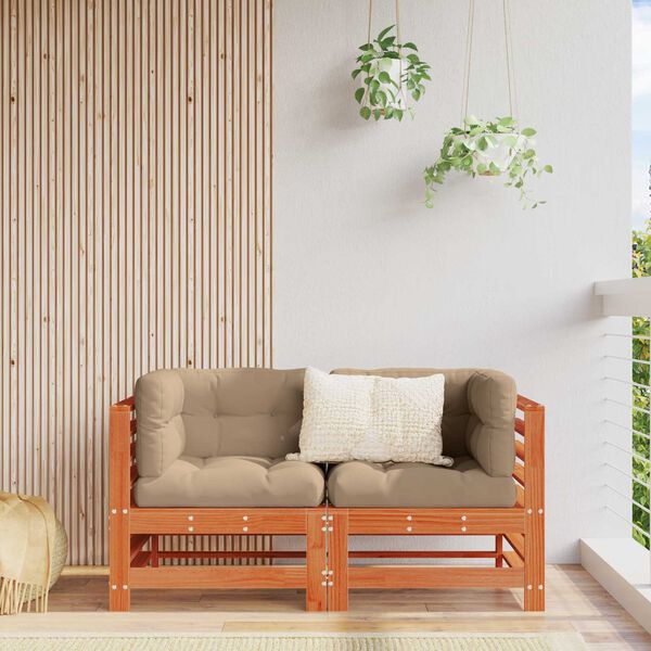 vidaXL Z&aacute;hradn&aacute; rohov&aacute; sedačka Mas&iacute;vna borovica Voskov&aacute; Hned&aacute;