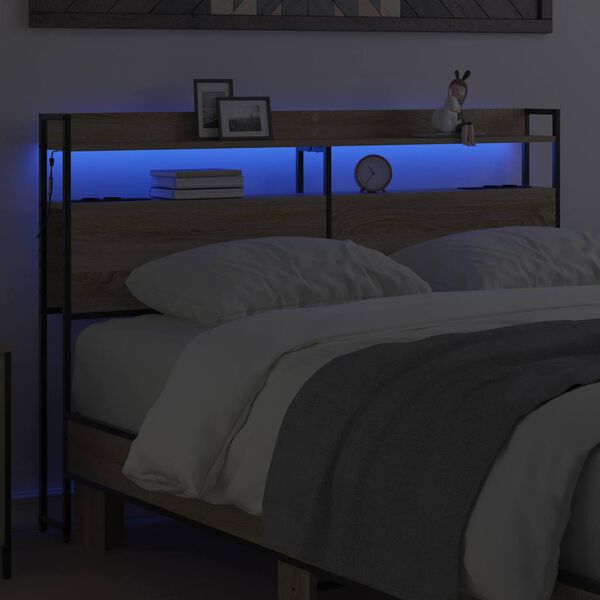 vidaXL &Uacute;ložn&eacute; čelo s poličkou dub sonoma 160 cm Kompozitn&eacute; drevo