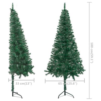 vidaXL Rohový osvetlený umelý vianočný stromček, zelený 180 cm, PVC
