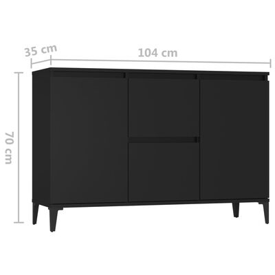 vidaXL Komoda, čierna 104x35x70 cm, kompozitné drevo