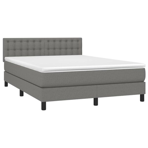 vidaXL Boxspring posteľ s matracom tmavosiv&aacute; 140x200 cm l&aacute;tka