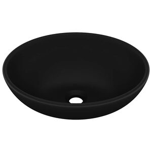 vidaXL Luxusn&eacute; ov&aacute;lne um&yacute;vadlo matn&eacute; čierne 40x33 cm keramick&eacute;