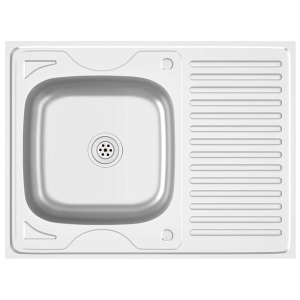 vidaXL Kuchynsk&yacute; drez s odkvapk&aacute;vačom, strieborn&yacute; 800x600x155 mm, oceľ