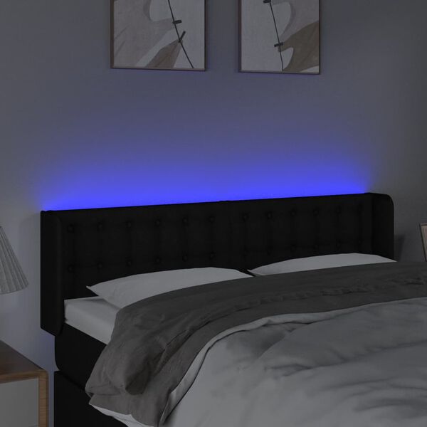 vidaXL Čelo postele s LED čierne 147x16x78/88 cm l&aacute;tka