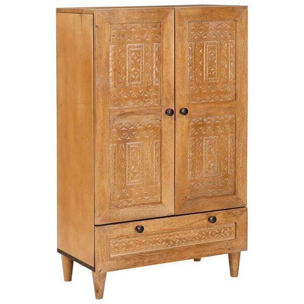 vidaXL Highboard s poličkou Svetlohned&aacute; 60 x 33 x 100 cm mangov&yacute; mas&iacute;v