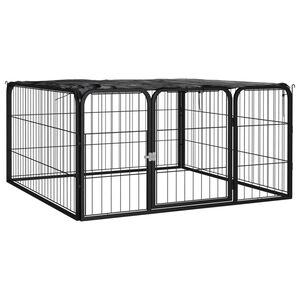vidaXL Ohr&aacute;dka pre psov 4 panely čierna 100x50 cm pr&aacute;&scaron;kovan&aacute; oceľ