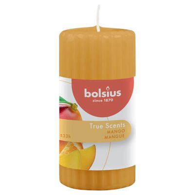 Bolsius Vrúbkované valcové vonné sviečky 6 ks 120x58 mm, mango